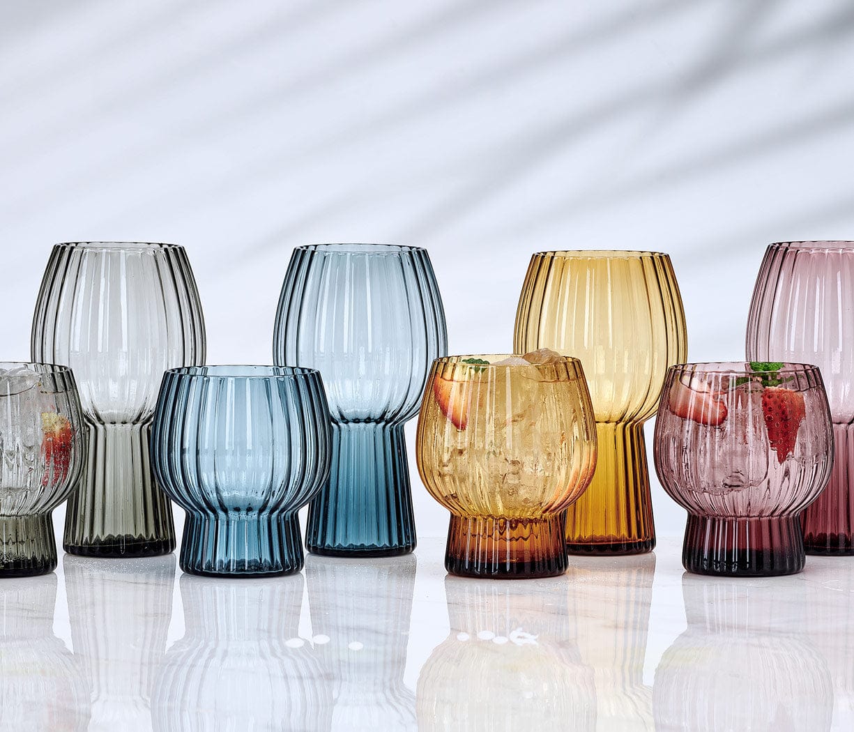 Browse the Tinted Glassware Collection