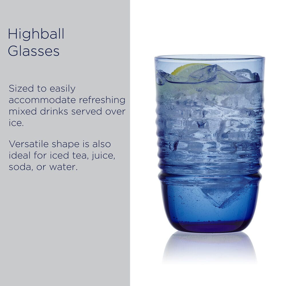 Ciara Cobalt Set of 4 Highball Glasses