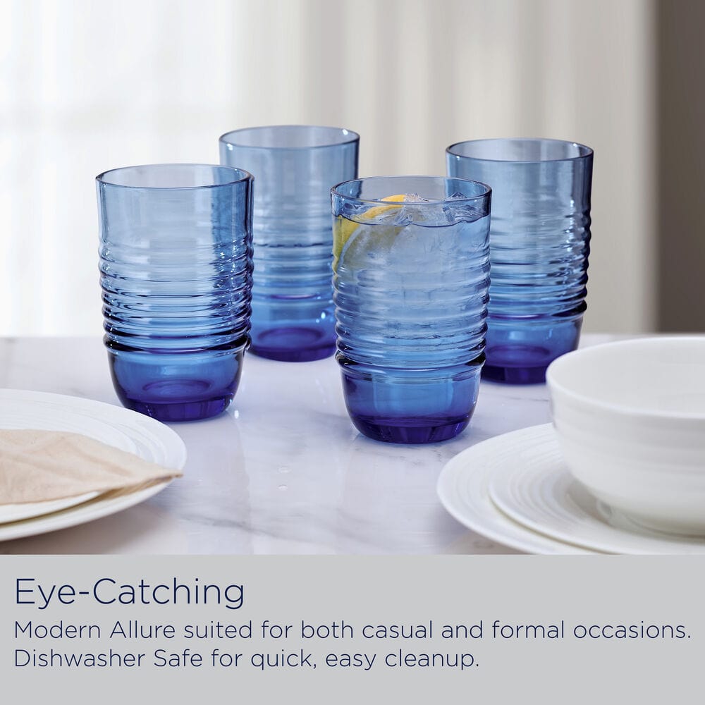 Ciara Cobalt Set of 4 Highball Glasses