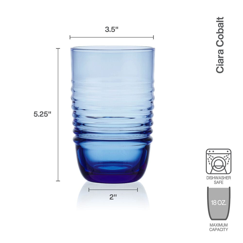 Ciara Cobalt Set of 4 Highball Glasses
