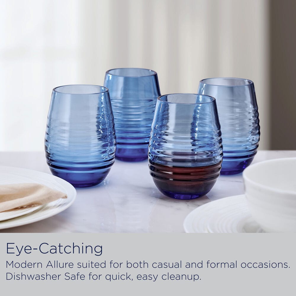 Ciara Cobalt Set of 4 Stemless Wine Glasses