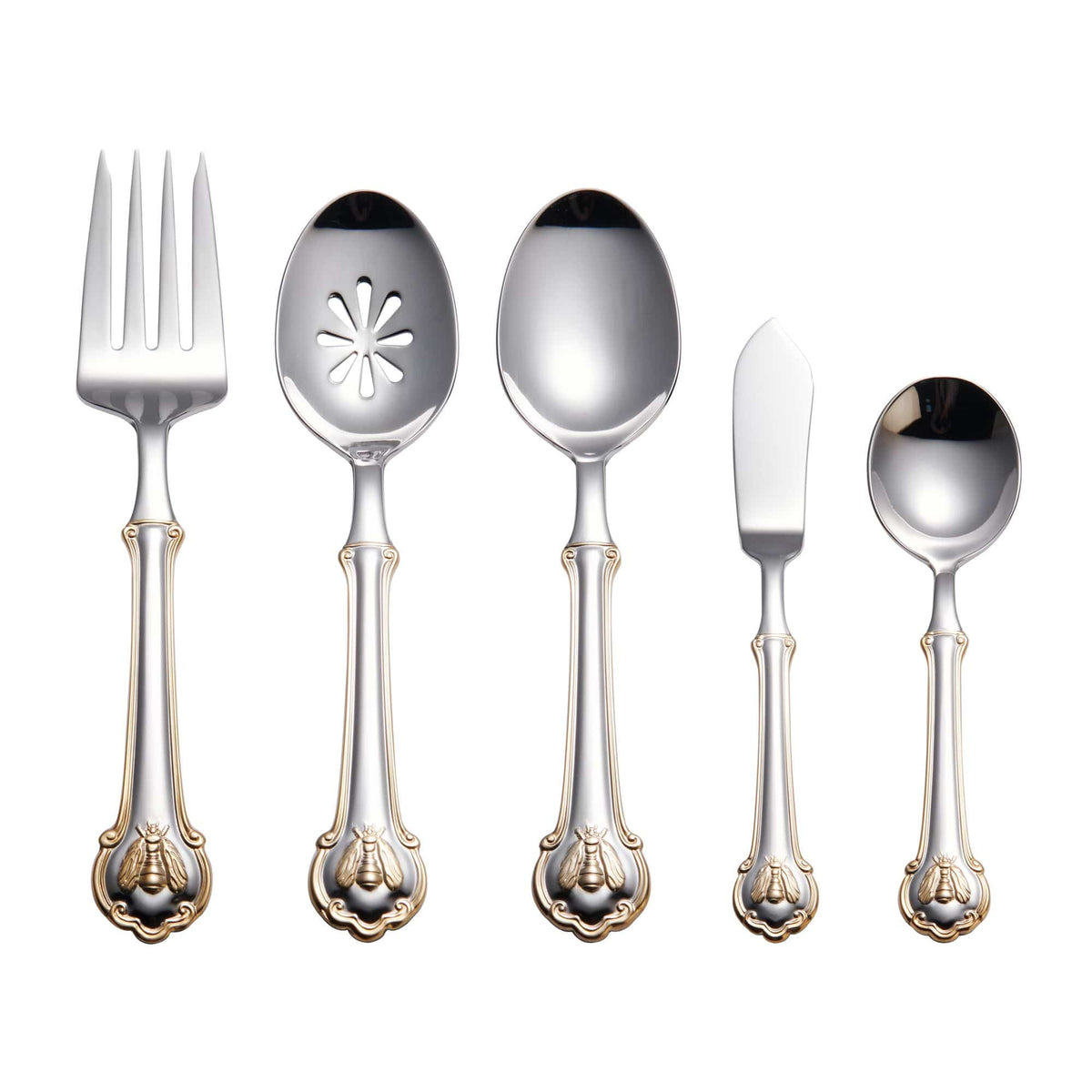 Wallace Napoleon Bee Gold Accent 45 Piece Flatware Set, Service for 8