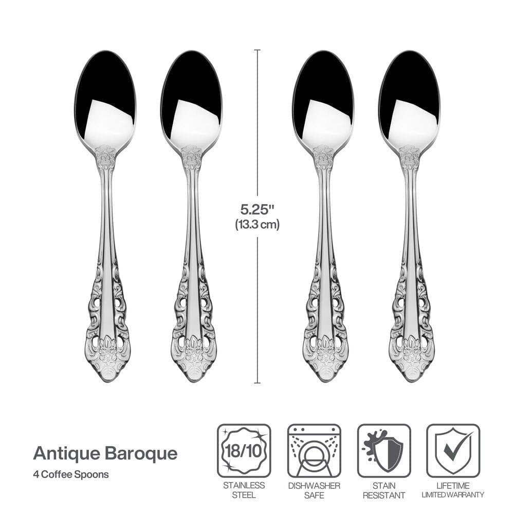 Antique Baroque Set of 4 Coffee Spoons