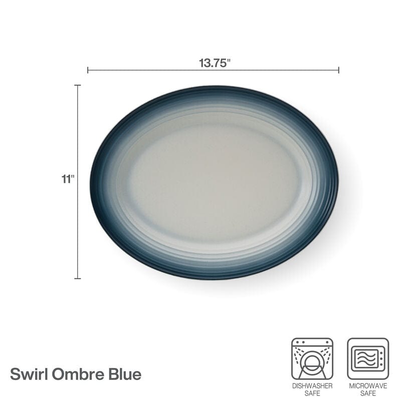 Swirl Ombre Blue Oval Platter
