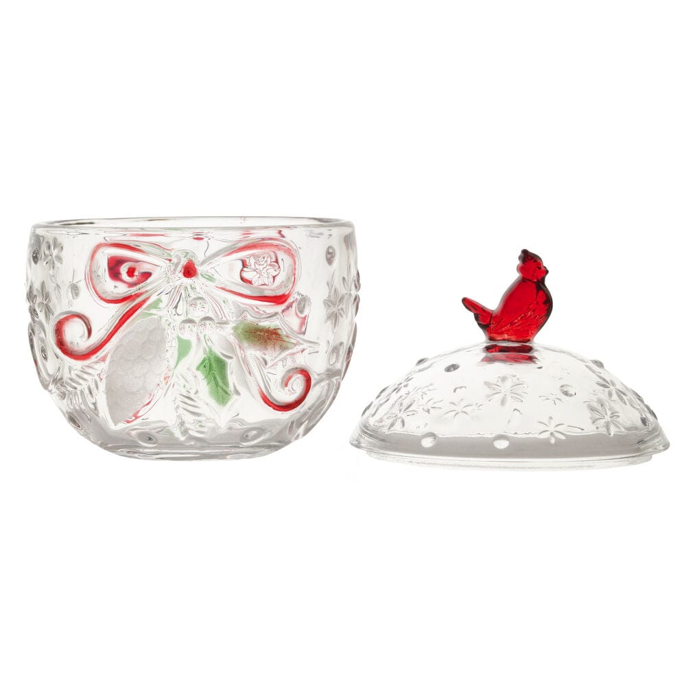 Cardinal Glass Covered Candy Box