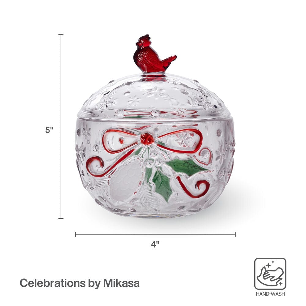 Cardinal Glass Covered Candy Box