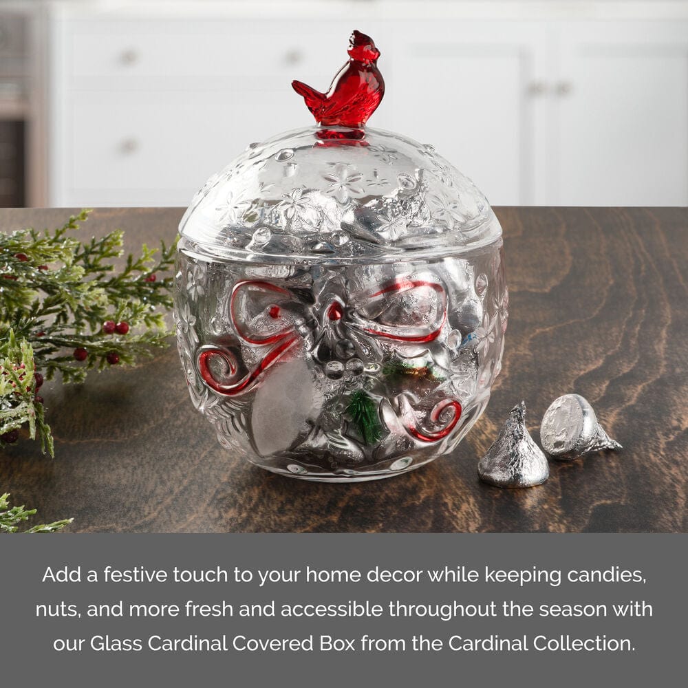 Cardinal Glass Covered Candy Box