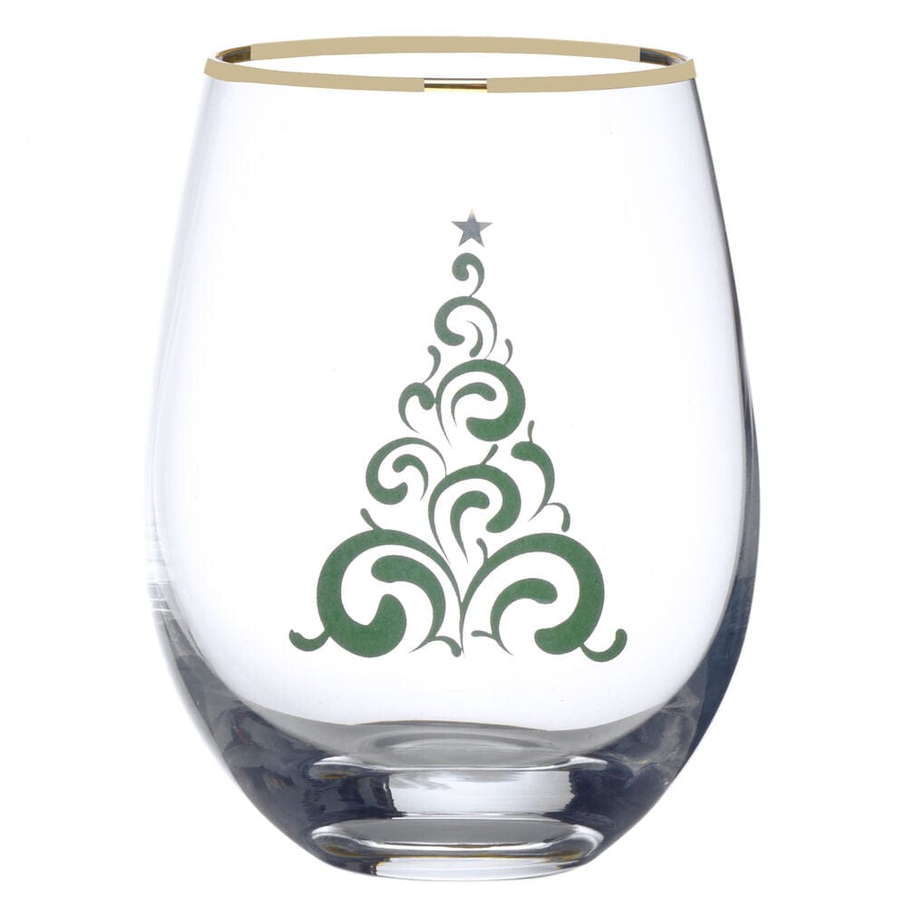 Stemless Gifts Tree and Snowman Stemless Wine Set of 2