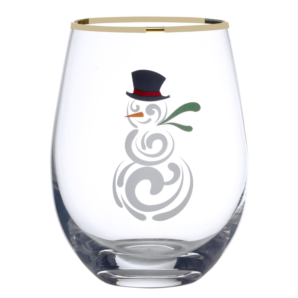 Stemless Gifts Tree and Snowman Stemless Wine Set of 2
