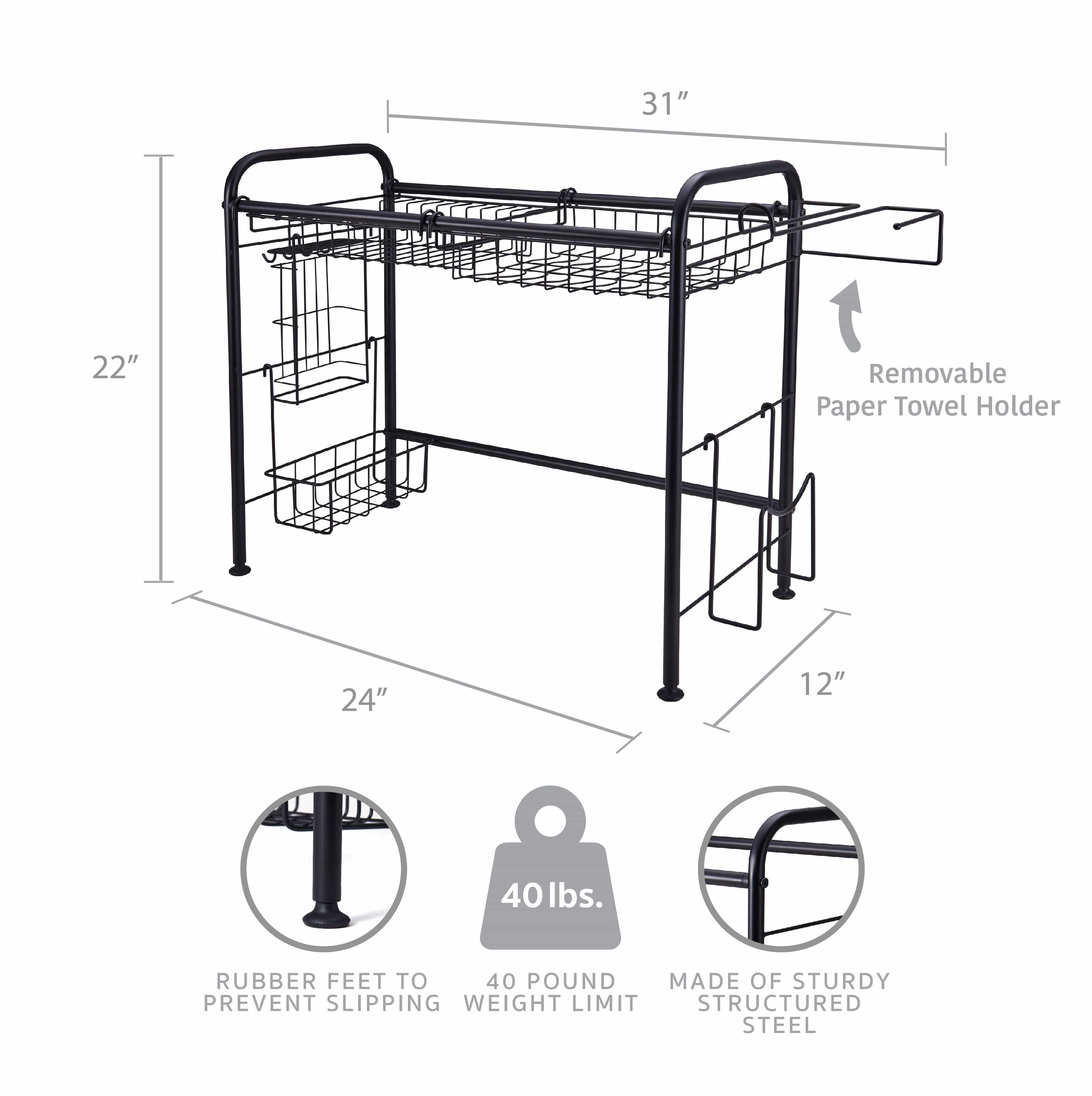 Over the Sink 2 Tier Organizer Dish Drying Rack, 31 Inch
