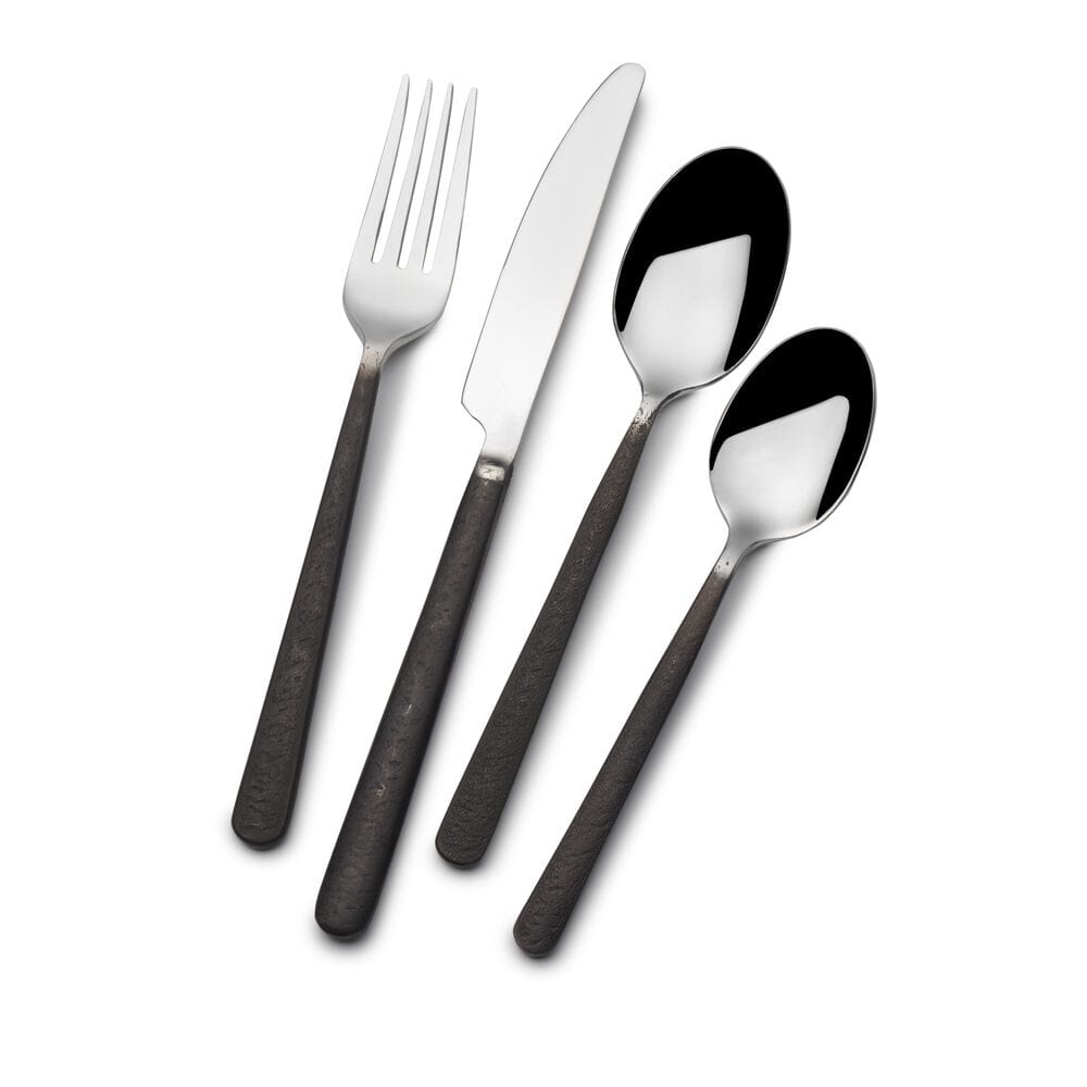 Calyx Black Forged 20 Piece Flatware Set, Service for 4