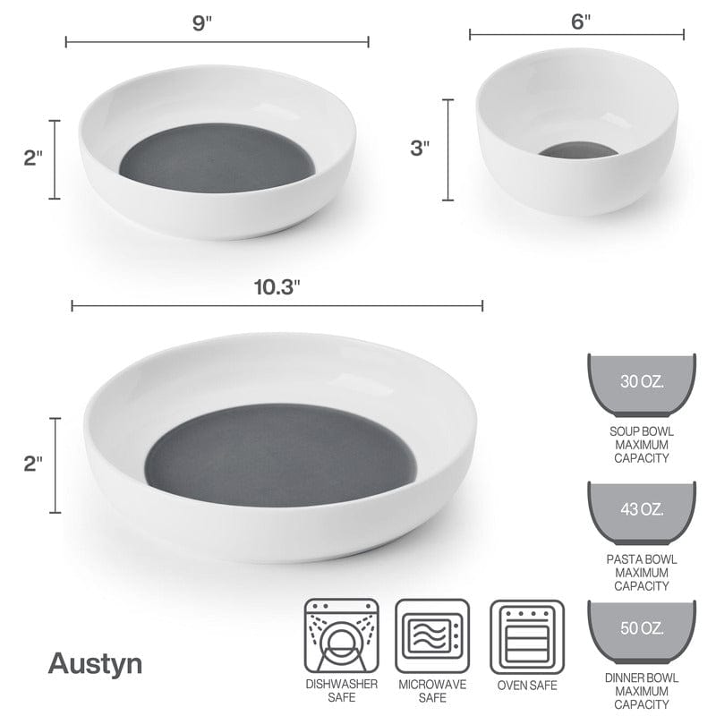 Austyn 9 Piece Dinnerware Bowl Set, Service for 3