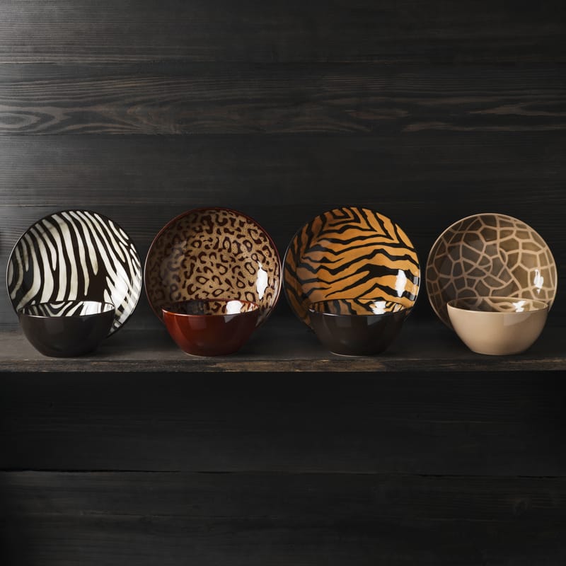 Amari Animal Print 12 Piece Dinnerware Bowl Set, Service for 4