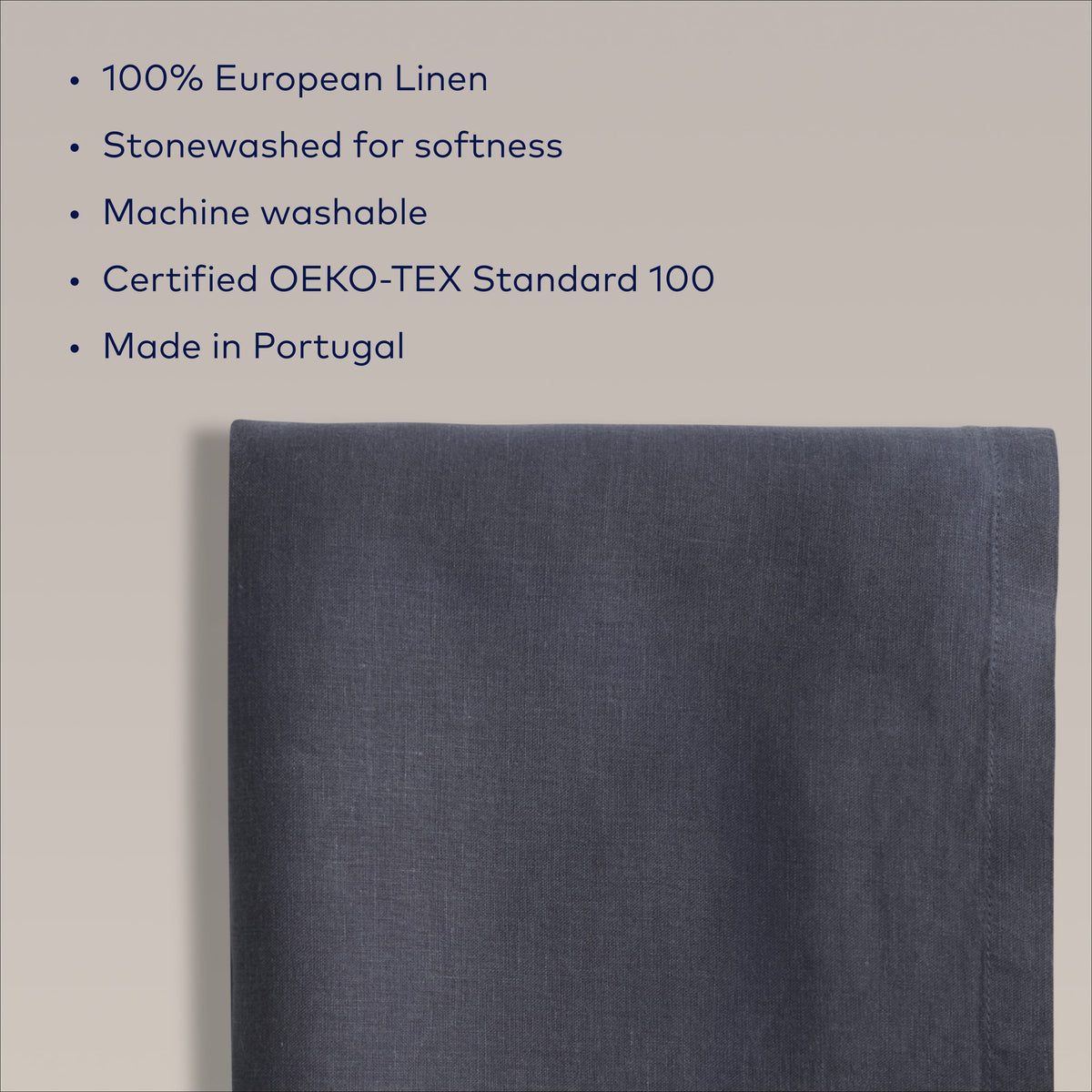 Midnight Off-Black European Linen 55 x 110 Rectangular Tablecloth
