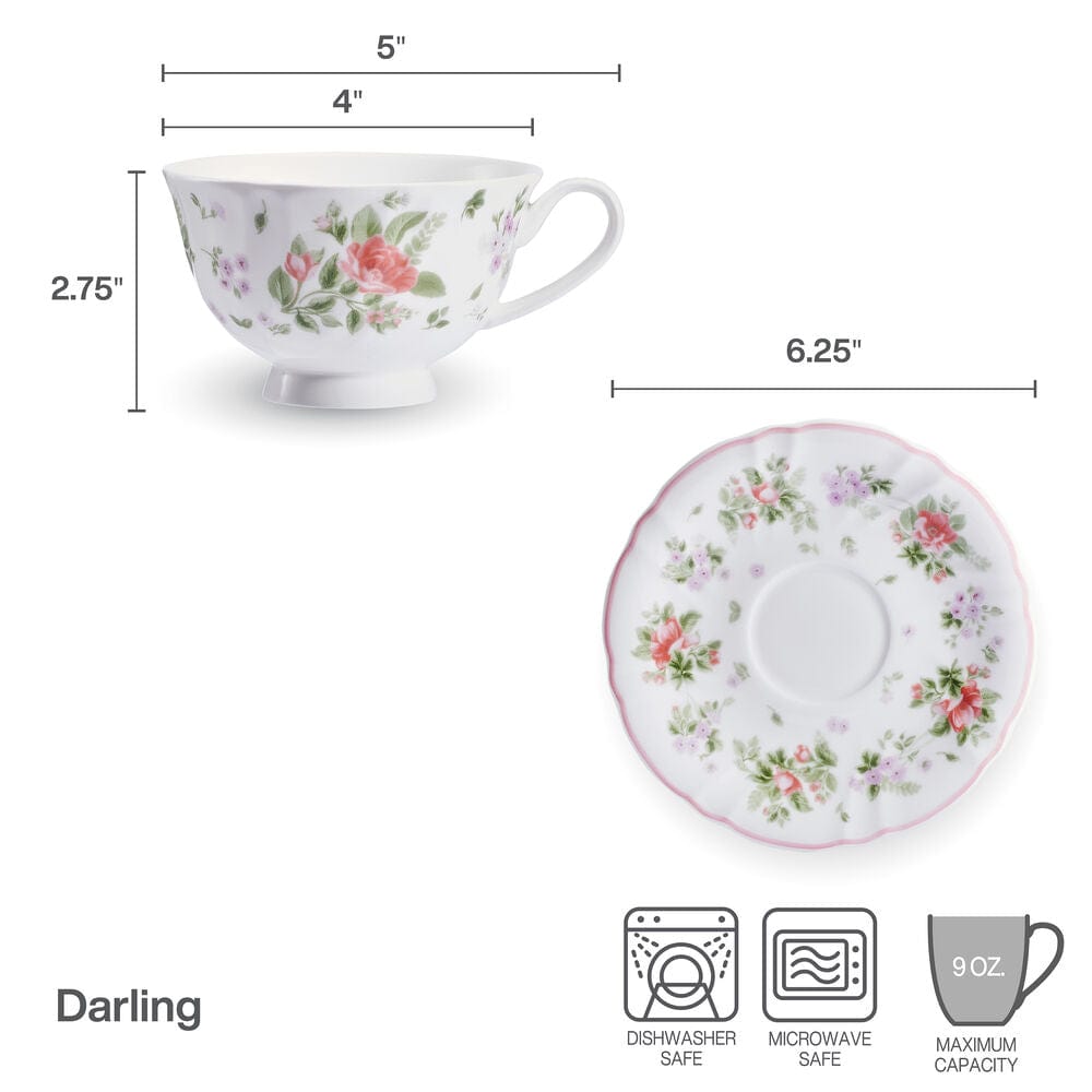 Darling Set of 2 Teacups and Saucers
