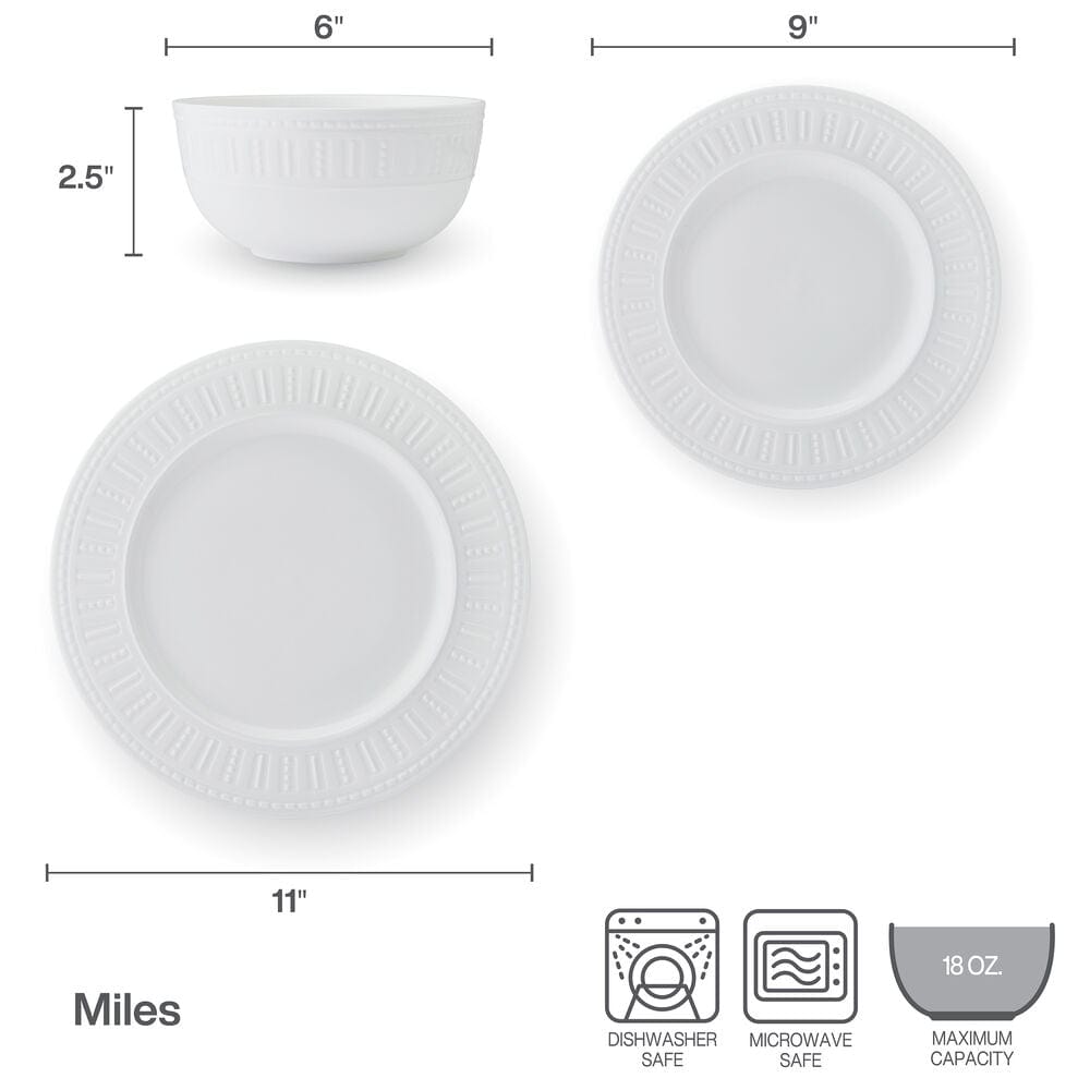 Miles 12 Piece Dinnerware Set, Service for 4