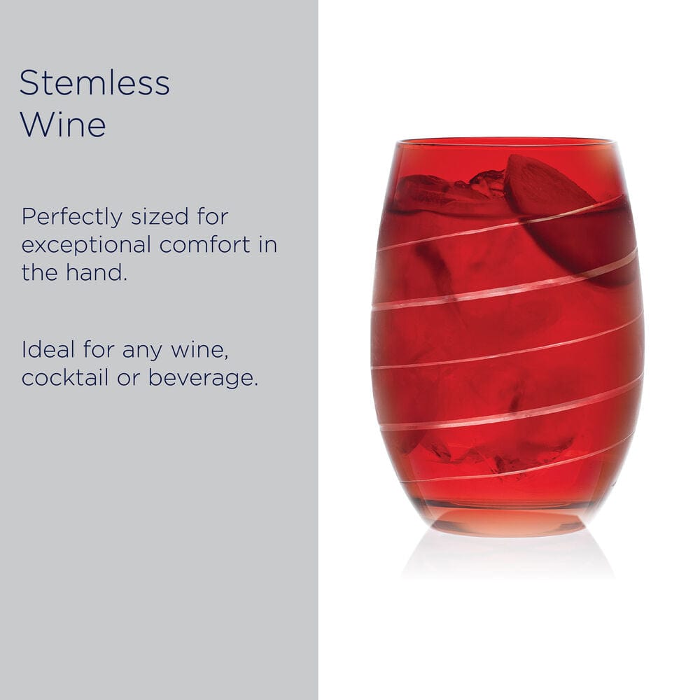 Cheers® Set of 6 Ruby Stemless Wine Glasses