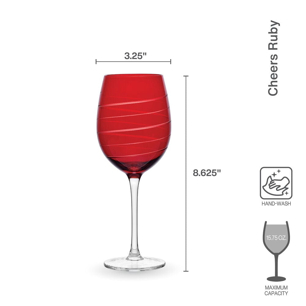 Cheers® Set of 6 Ruby Wine Glasses