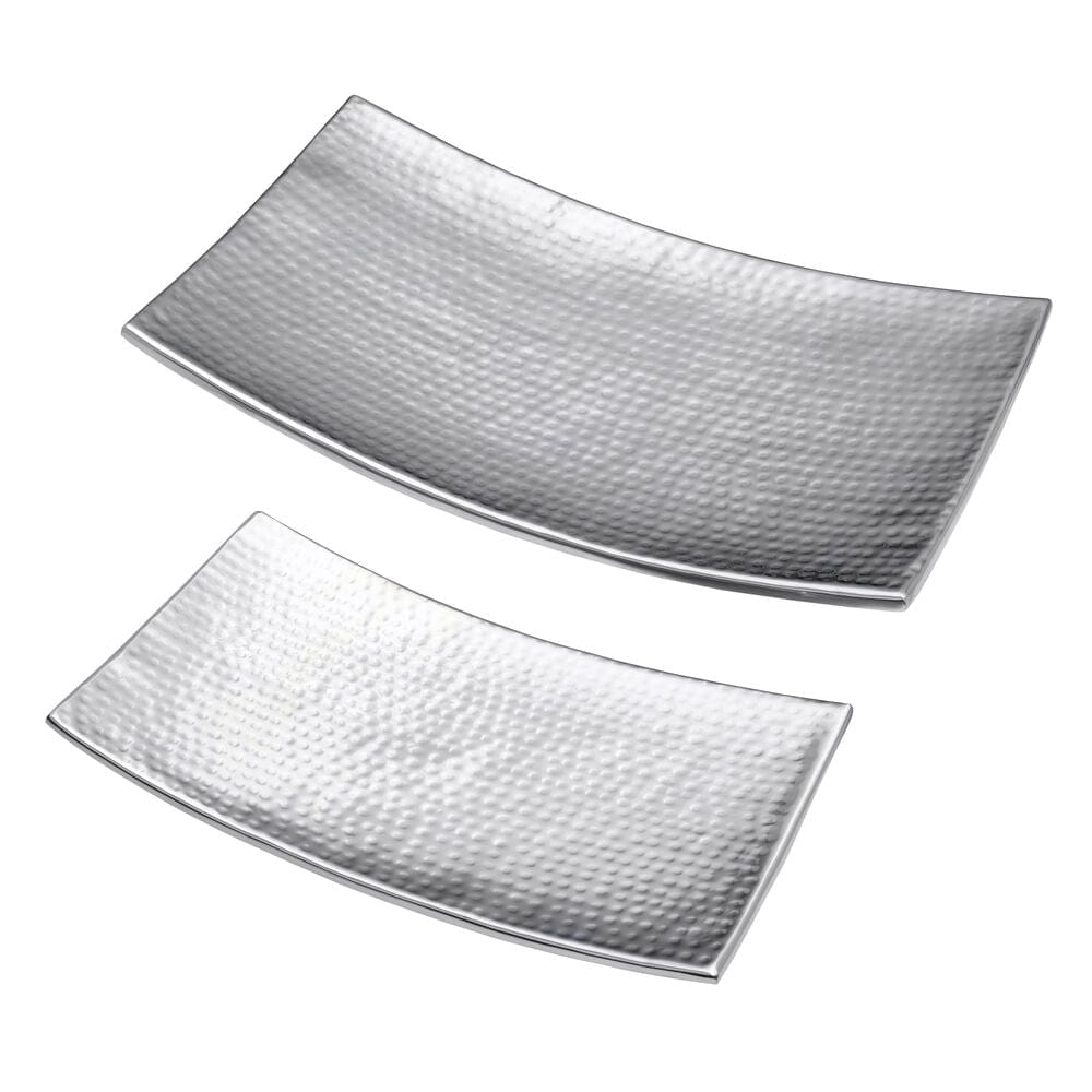 Curved Hammered Set of 2 Serving Trays