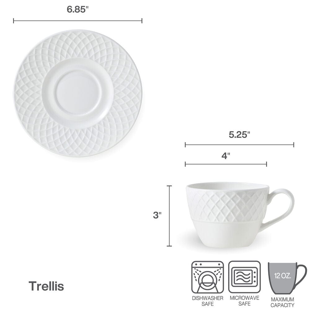 Trellis Set of 2 Tea Cups and Saucers