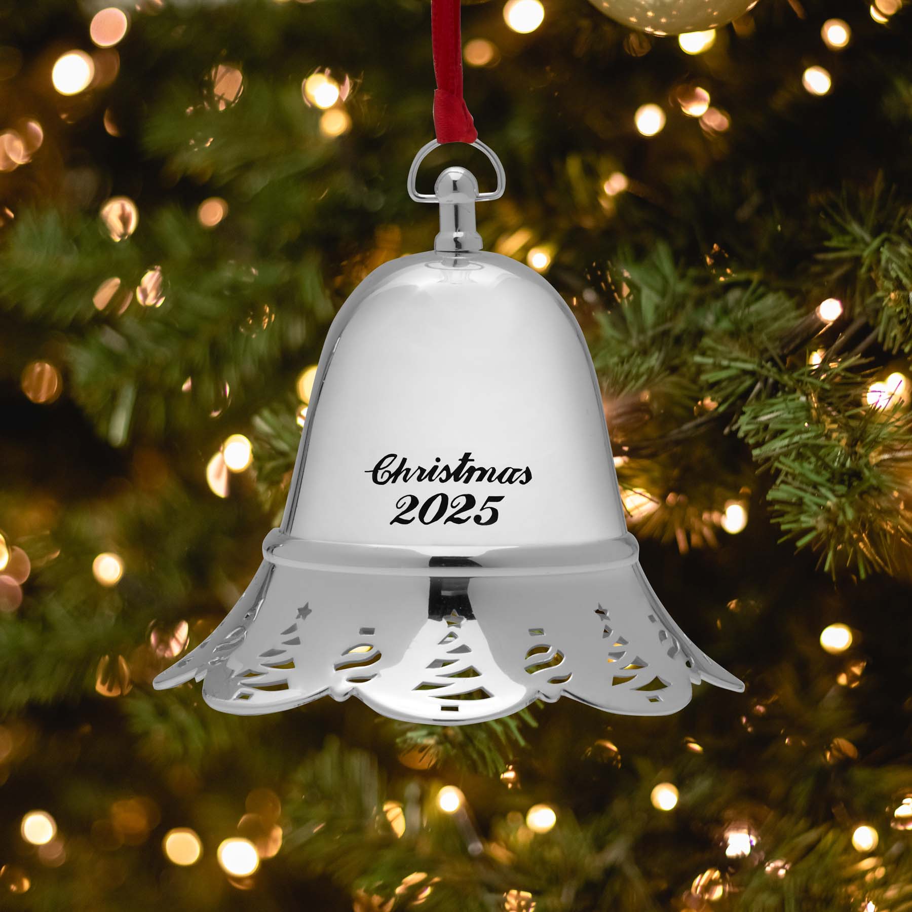 2025 Silver Plate Pierced Musical Bell Ornament 45th Edition