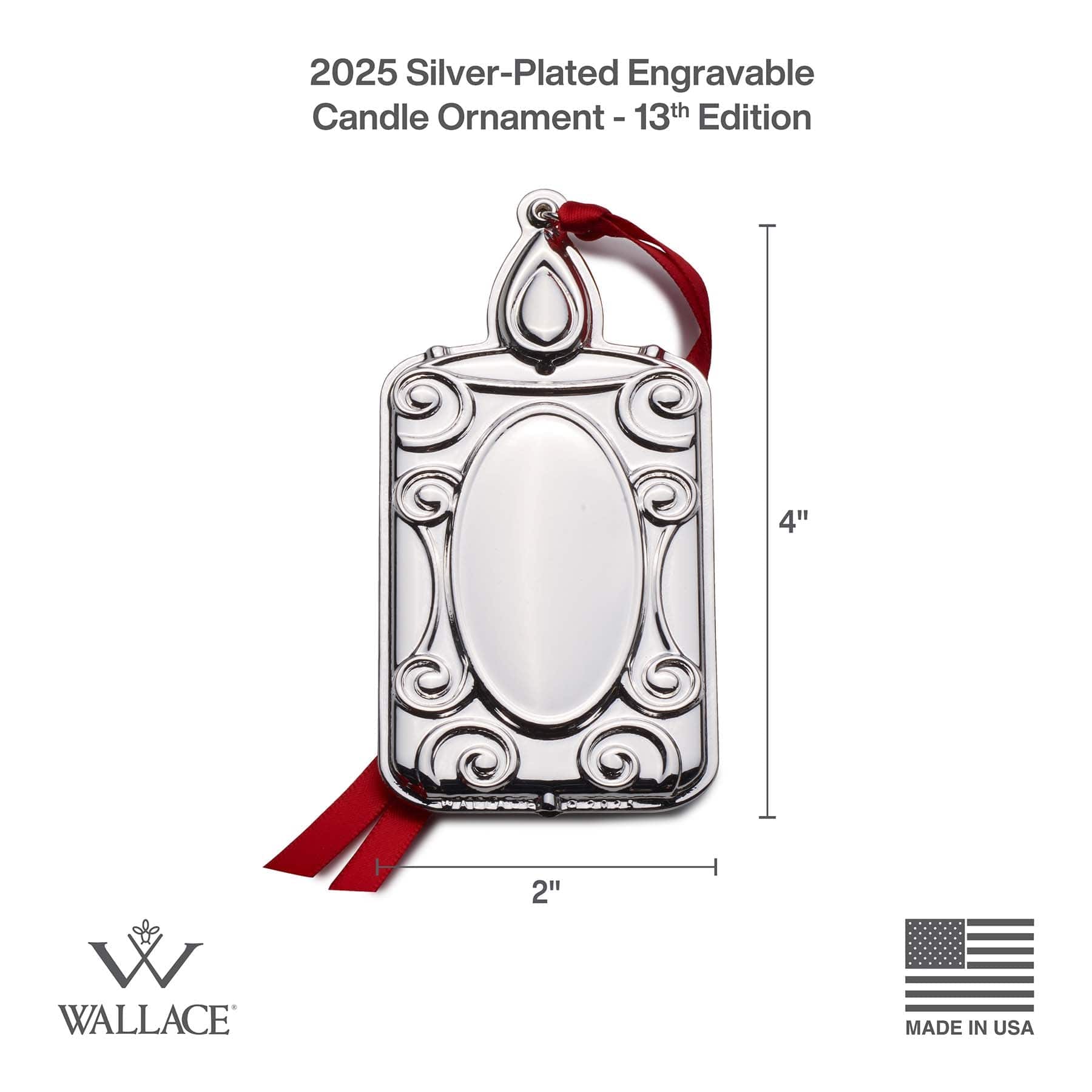 2025 Silver Plate Engravable Candle Ornament 13th Edition