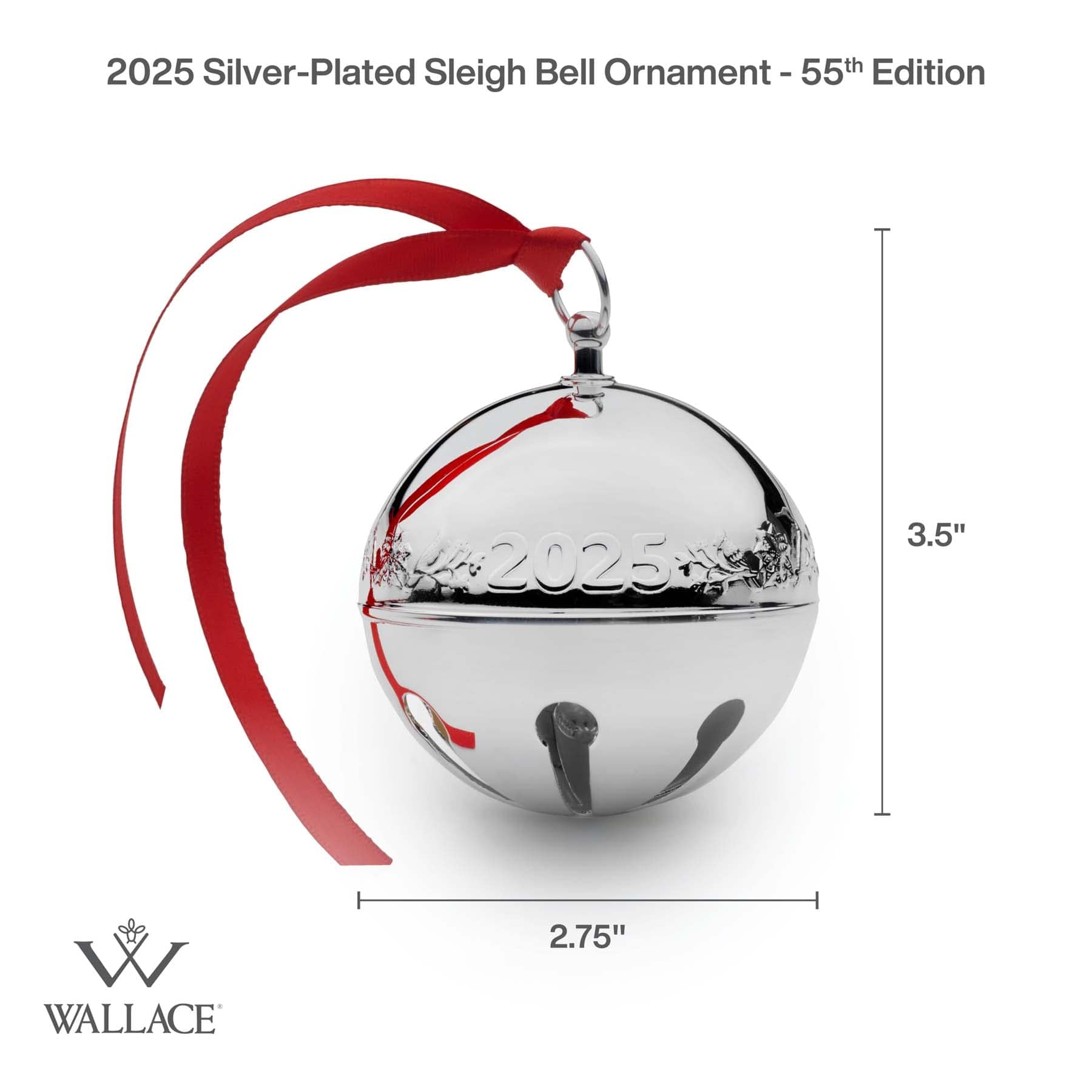 2025 Silver Plate Sleigh Bell Ornament 54th Edition