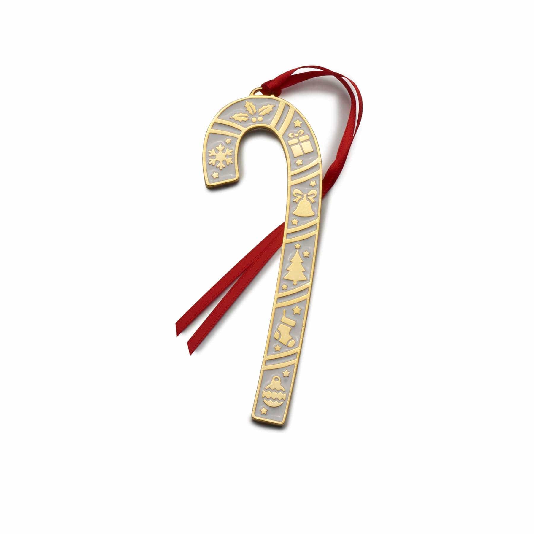 2025 Gold Plate & Enameled Candy Cane Ornament 45th Edition