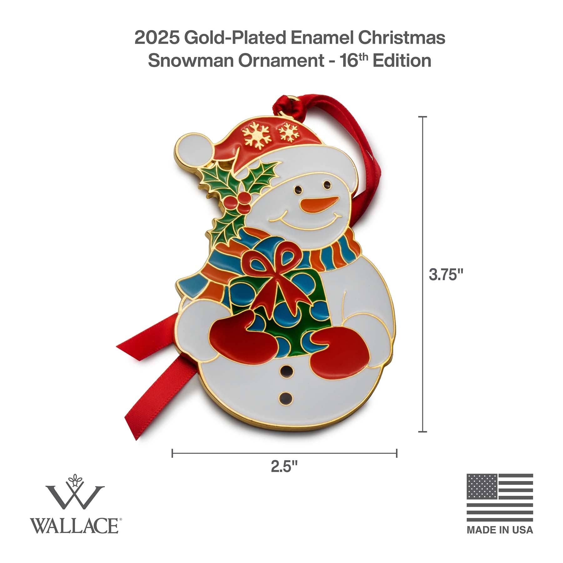 2025 Gold Plate & Enameled Wonders of Christmas Snowman 16th Edition