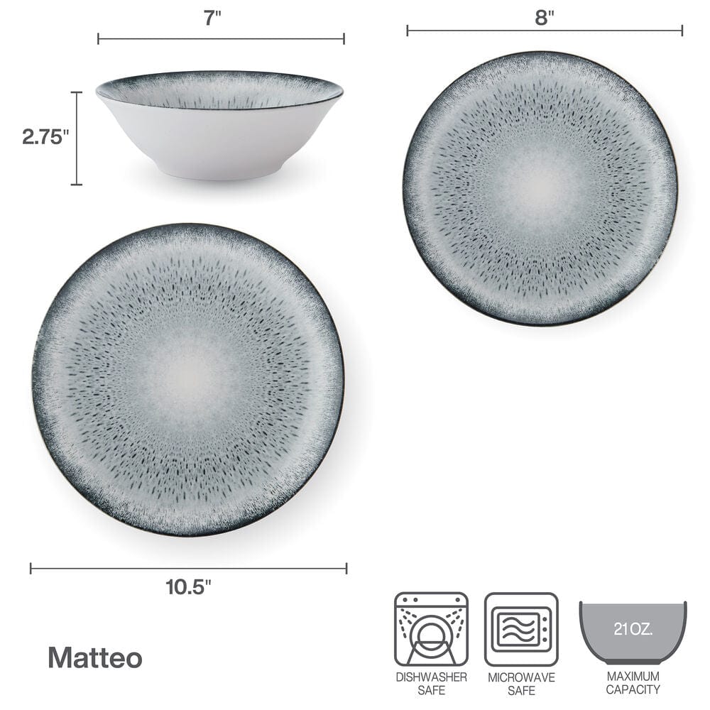 Matteo 12 Piece Dinnerware Set, Service For 4