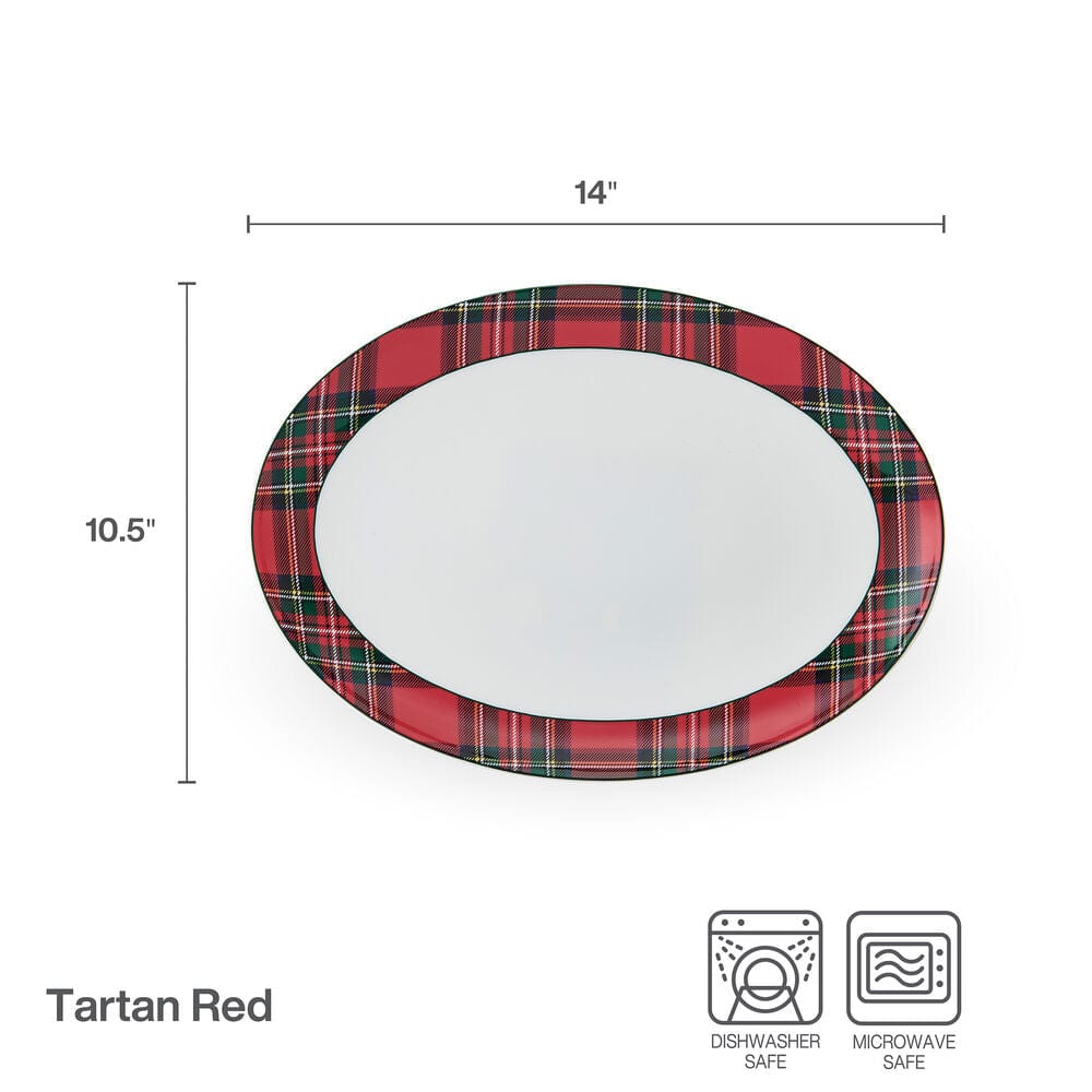 Tartan Red Oval Platter