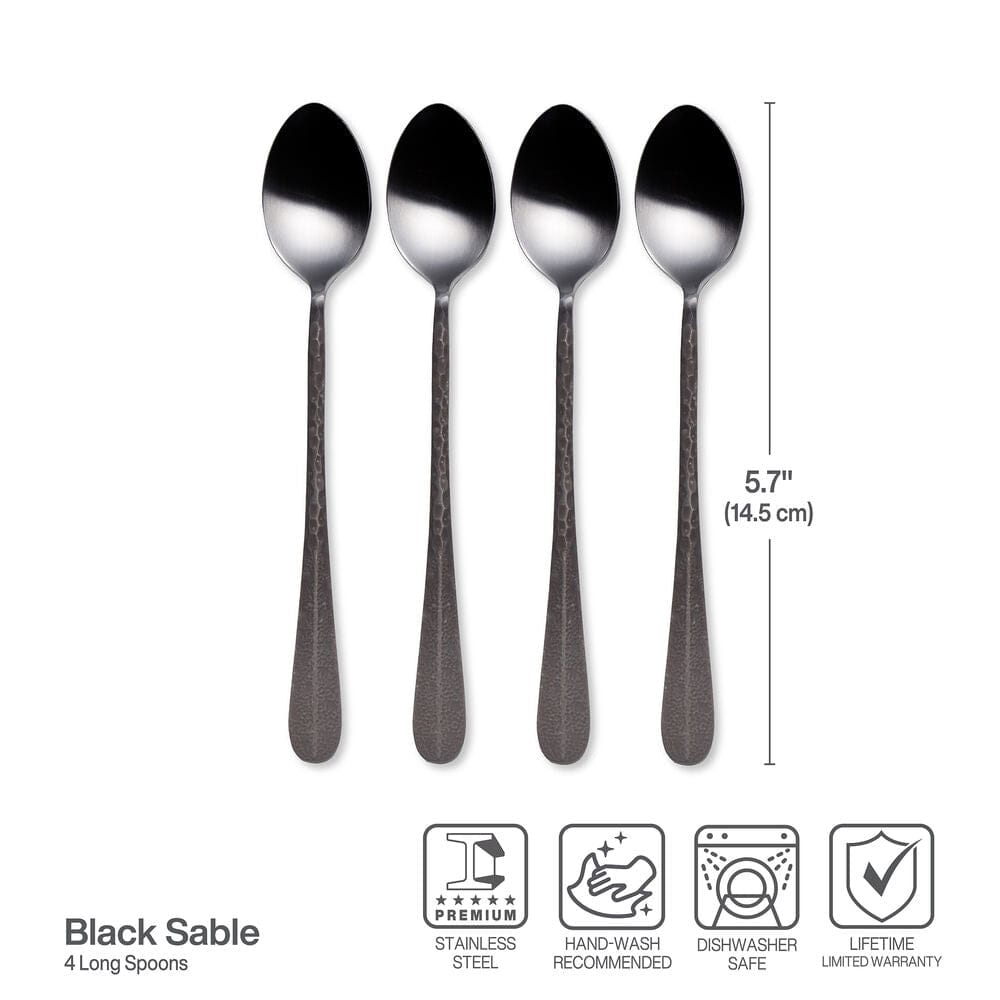 Sable Black Set of 4 Long Handled Spoons