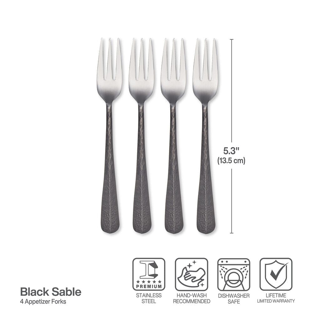 Sable Black Set of 4 Appetizer Forks