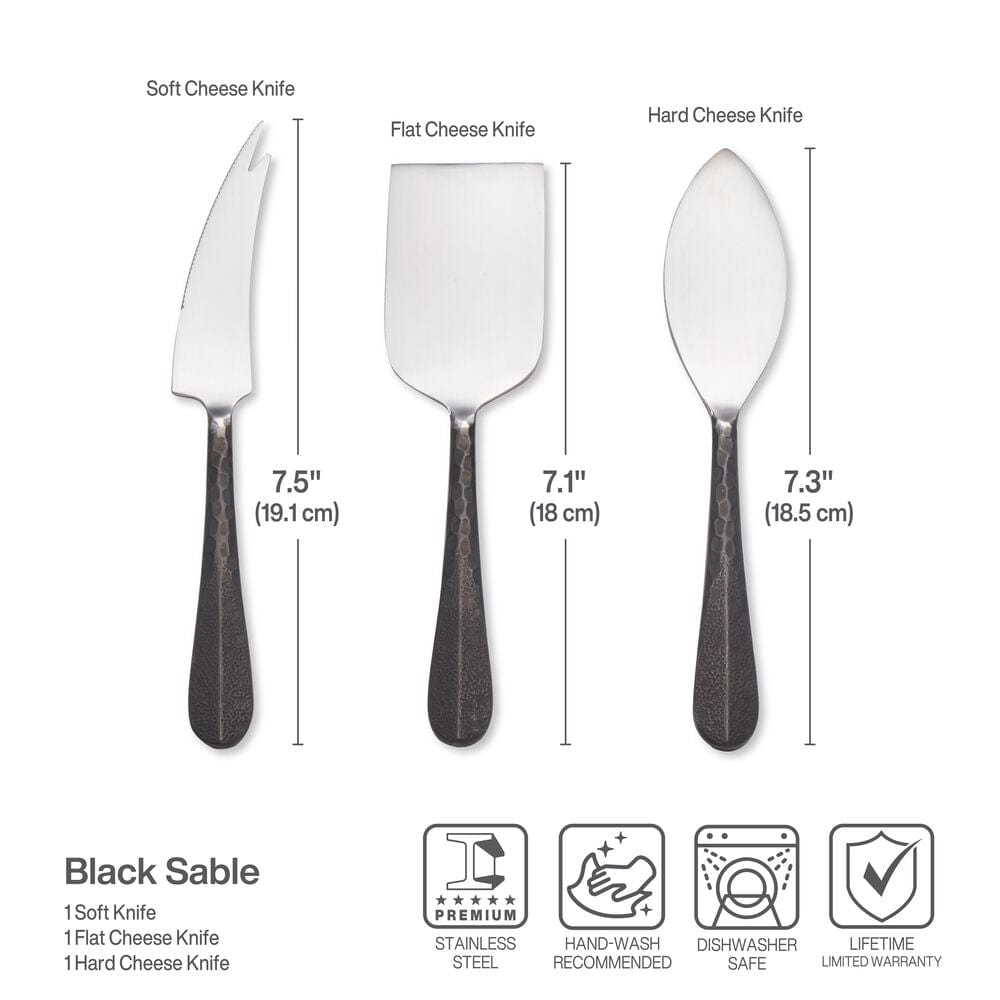 Sable Black 3 Piece Cheese Set