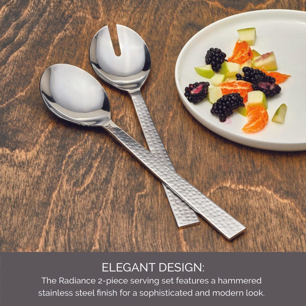 Radiance Hammered Set of 2 Serving Fork and Spoon