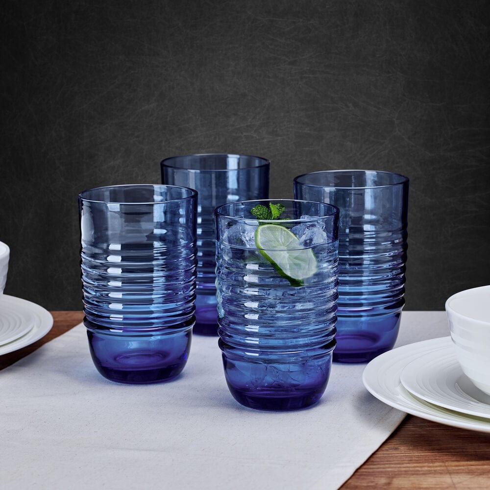 Ciara Cobalt Set of 4 Highball Glasses