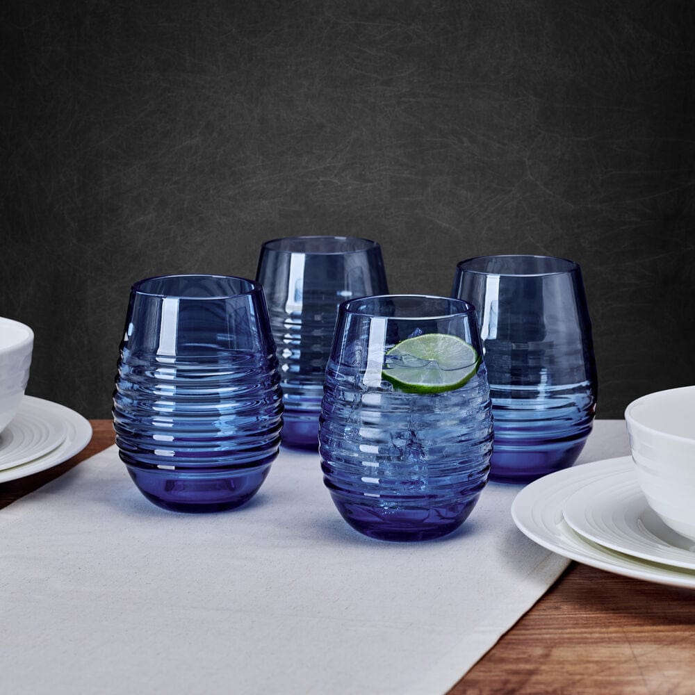 Ciara Cobalt Set of 4 Stemless Wine Glasses