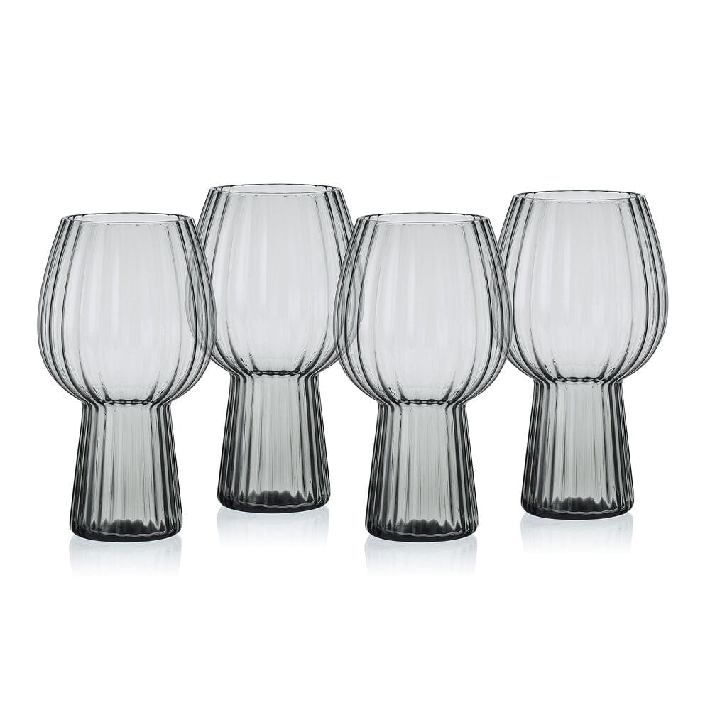 Phoebe Optic Smoke Set of 4 Goblet Beverage Glasses