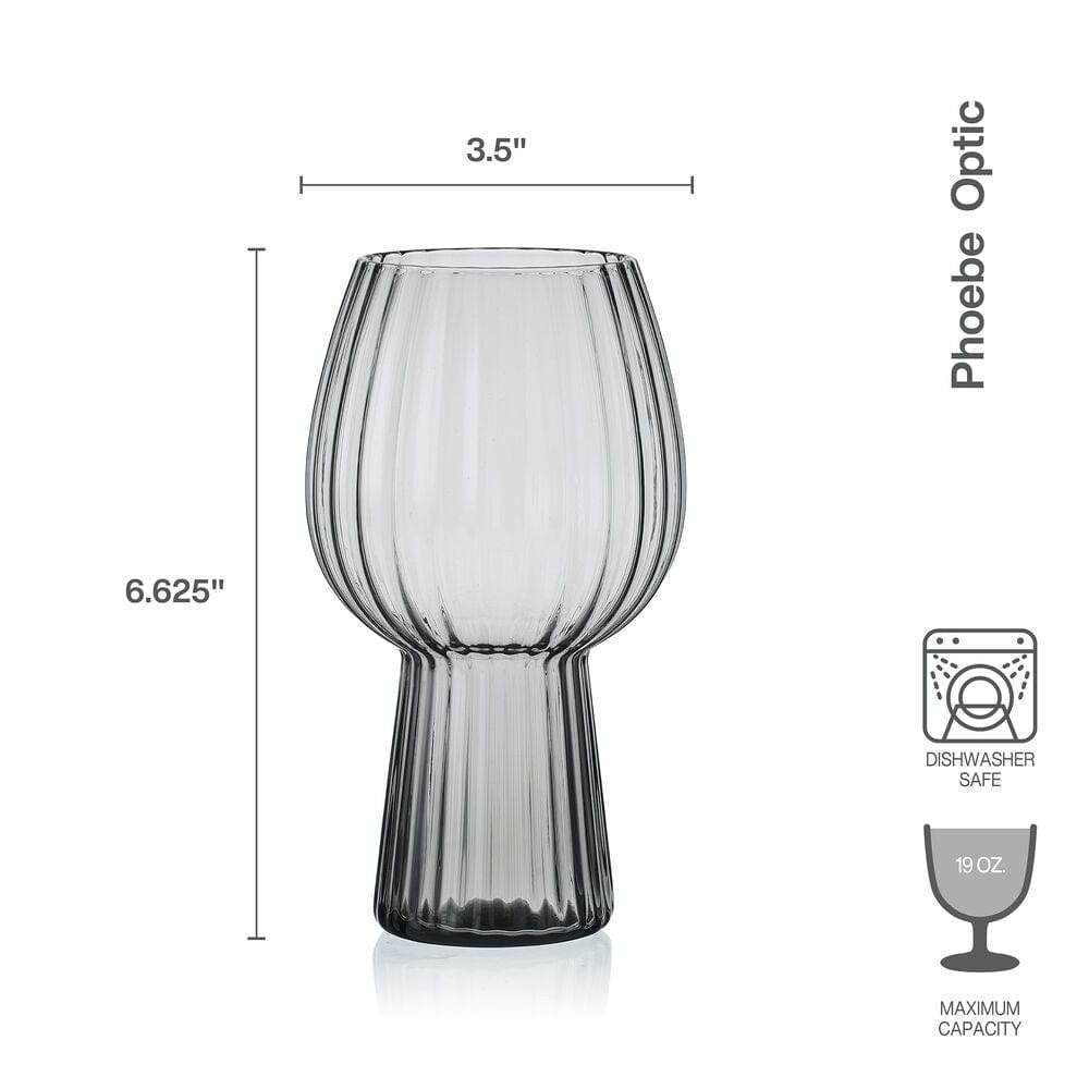Phoebe Optic Smoke Set of 4 Goblet Beverage Glasses