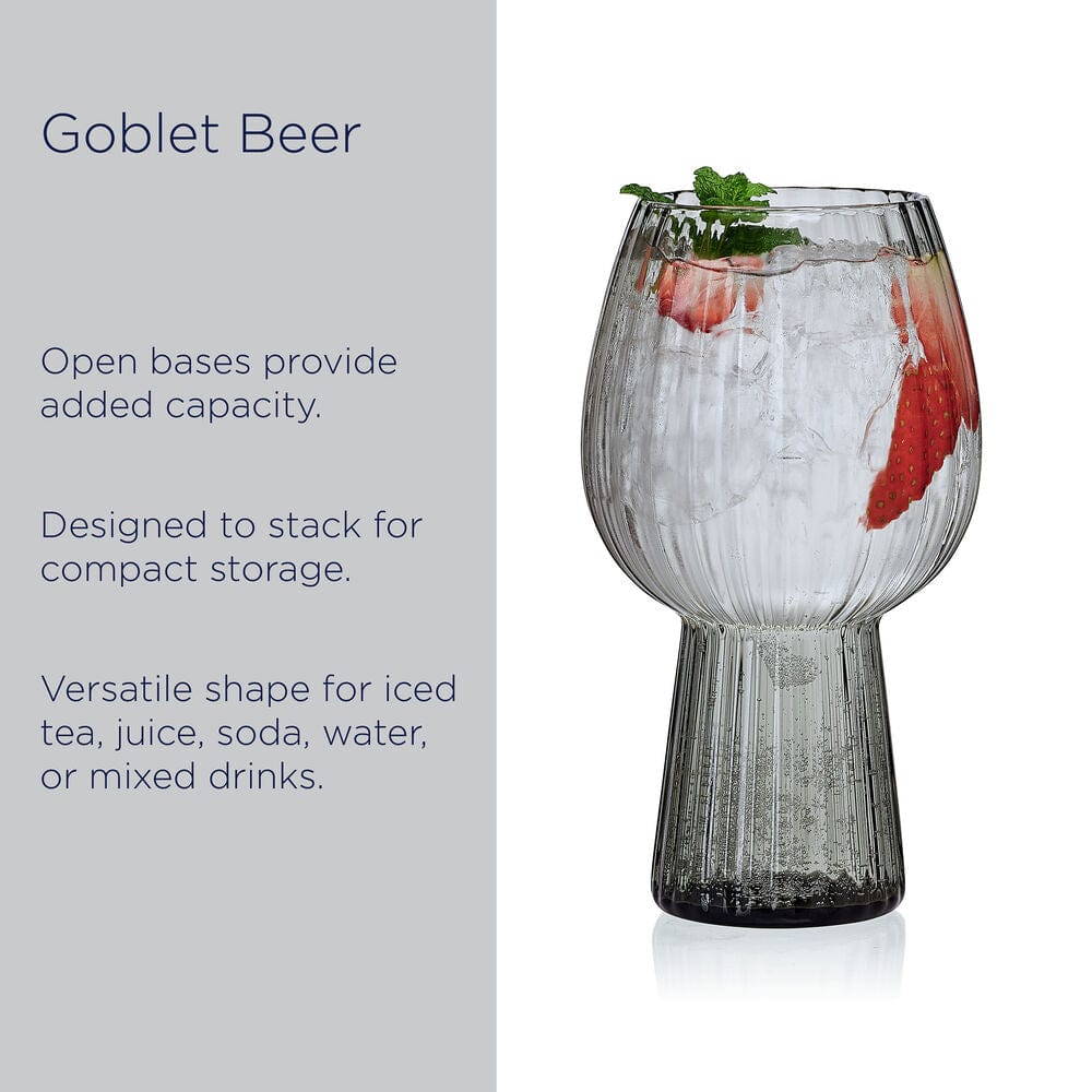 Phoebe Optic Smoke Set of 4 Goblet Beverage Glasses