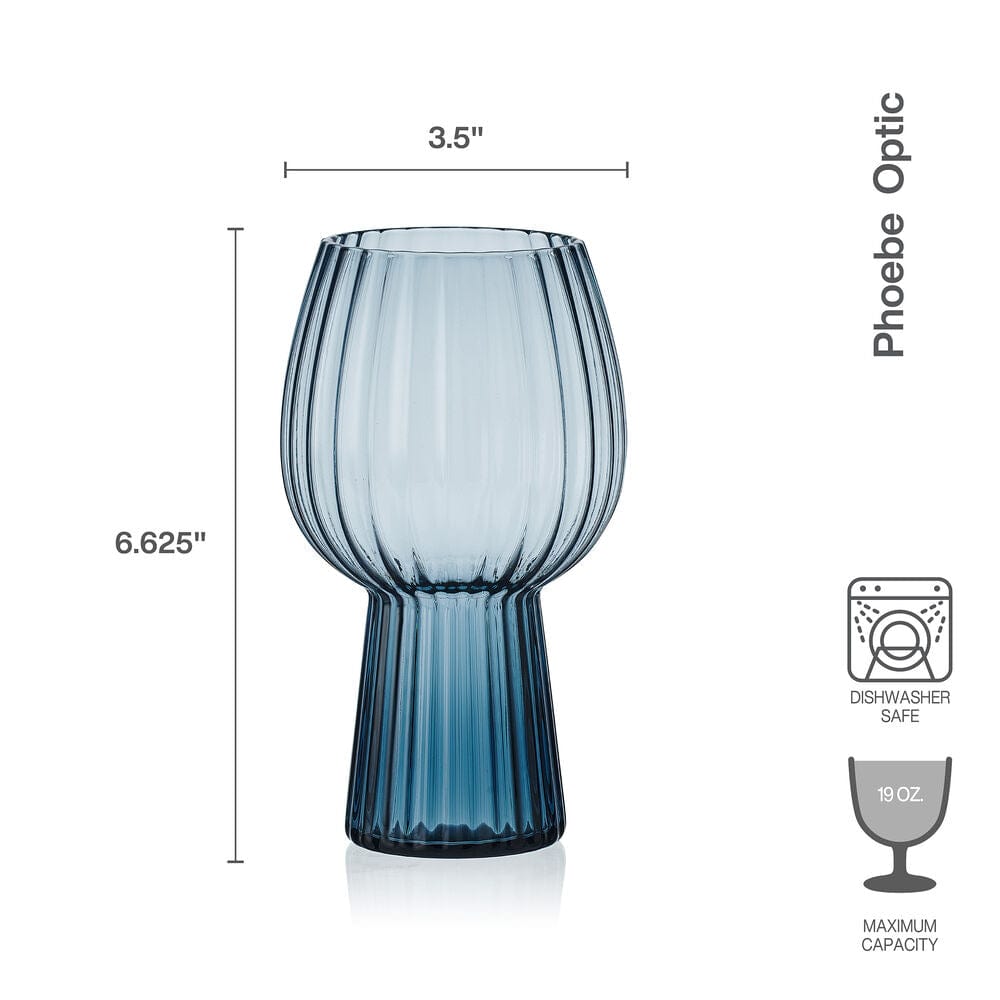 Phoebe Optic Blue Set of 4 Goblet Beverage Glasses