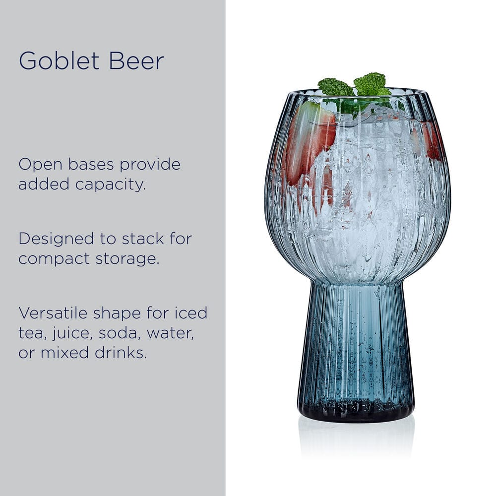 Phoebe Optic Blue Set of 4 Goblet Beverage Glasses