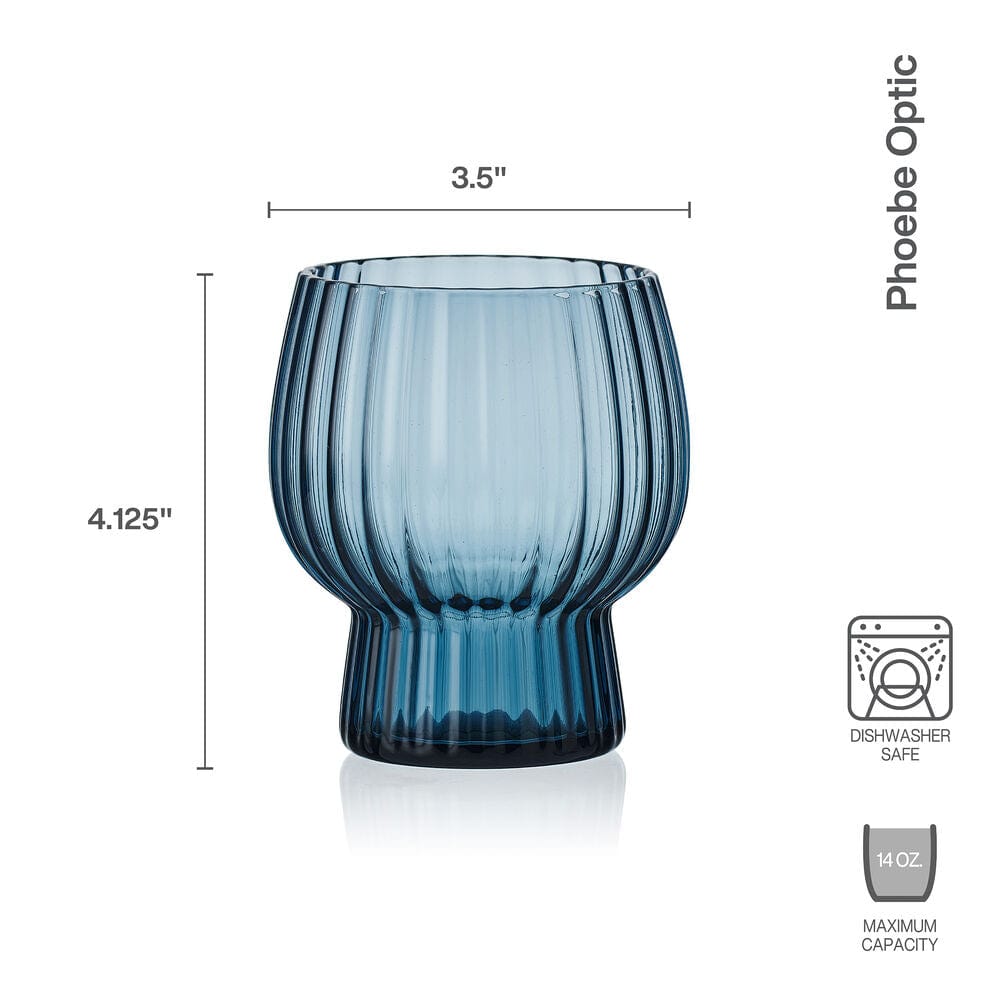 Phoebe Optic Blue Set of 4 Double Old Fashioned Glasses