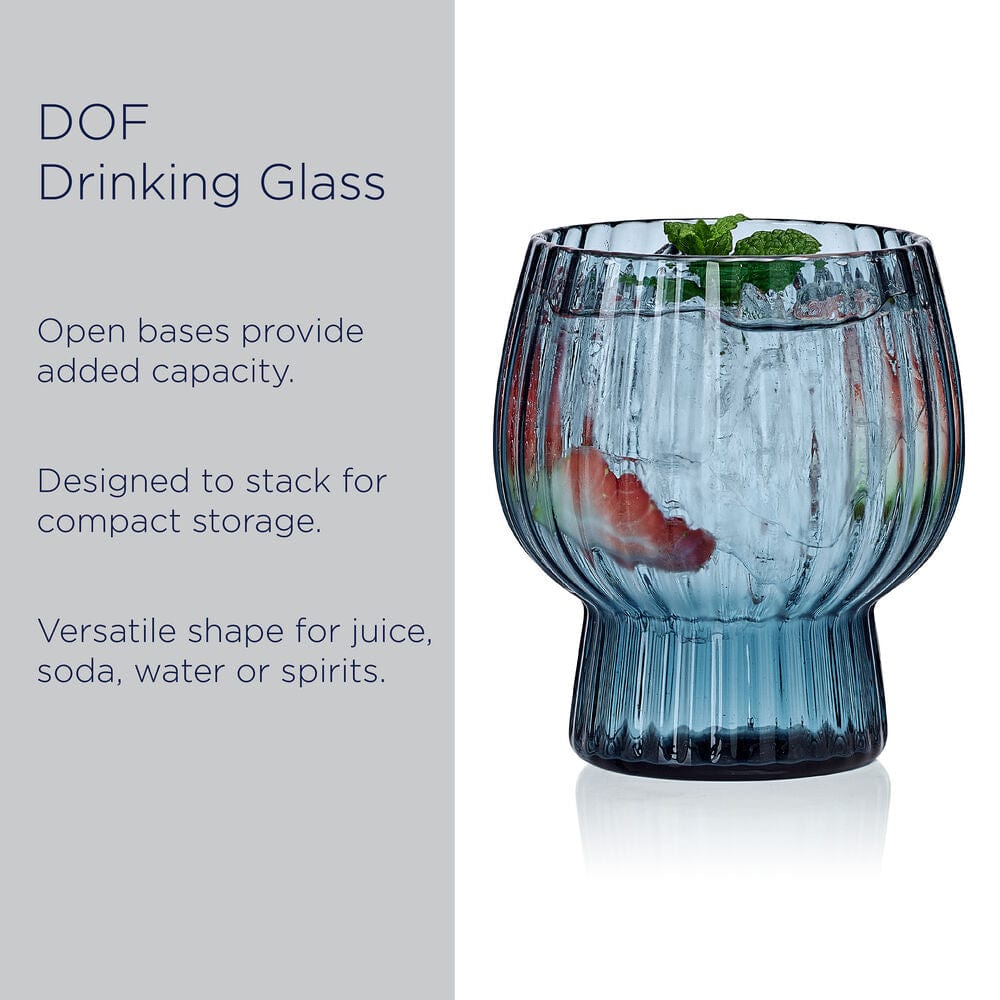 Phoebe Optic Blue Set of 4 Double Old Fashioned Glasses