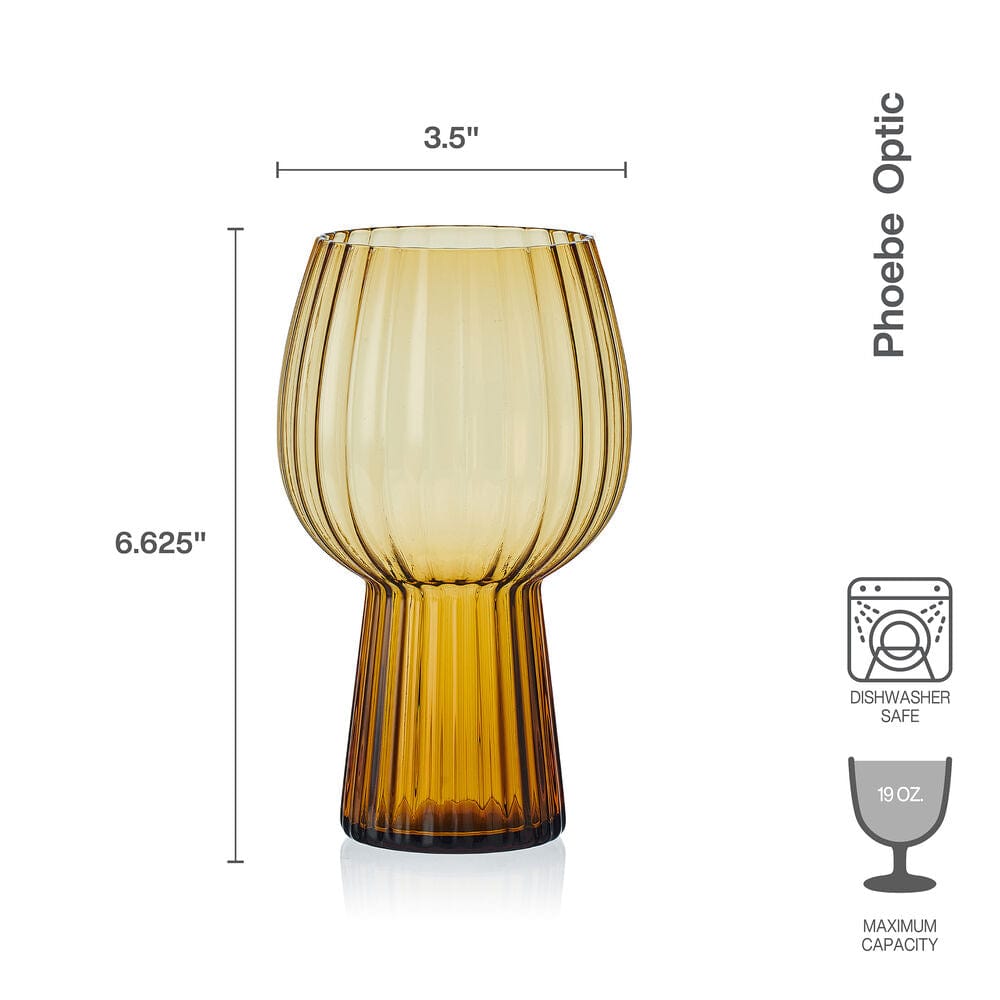 Phoebe Optic Amber Set of 4 Goblet Beverage Glasses