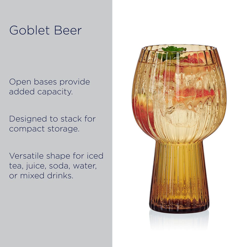 Phoebe Optic Amber Set of 4 Goblet Beverage Glasses