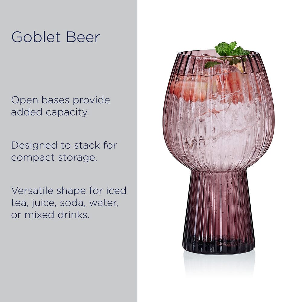 Phoebe Optic Lilac Set of 4 Goblet Beverage Glasses