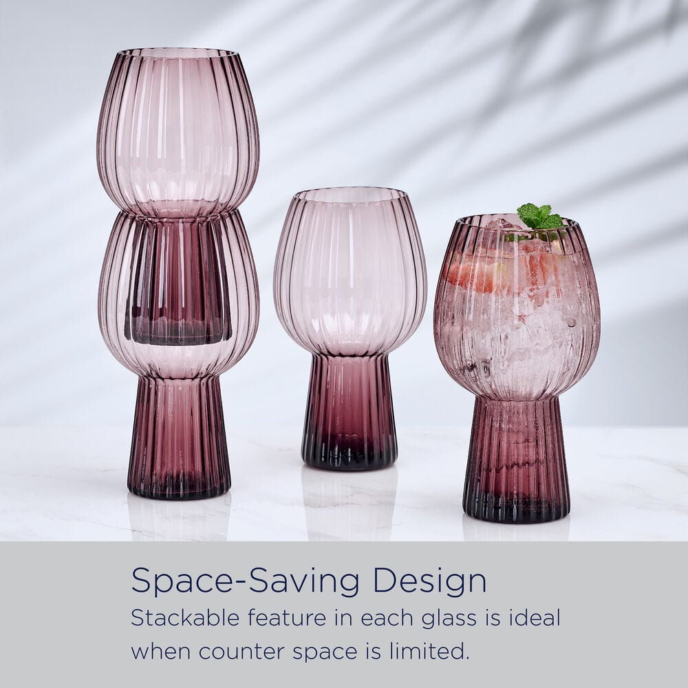 Phoebe Optic Lilac Set of 4 Goblet Beverage Glasses