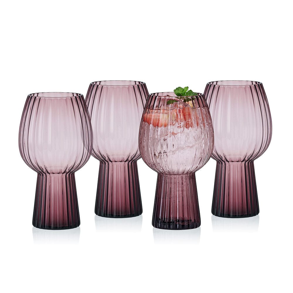 Phoebe Optic Lilac Set of 4 Goblet Beverage Glasses
