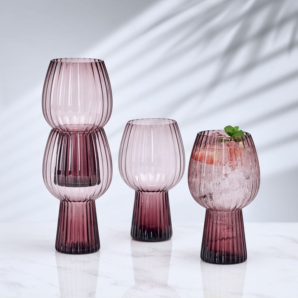 Phoebe Optic Lilac Set of 4 Goblet Beverage Glasses